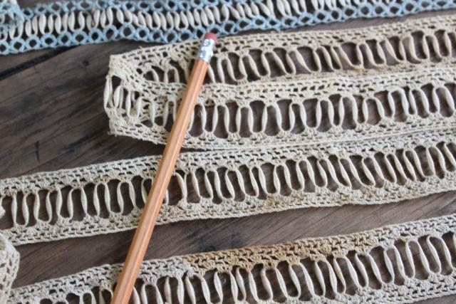 photo of antique coronation cord lace tatting and crochet, early 1900s vintage sewing trim #4