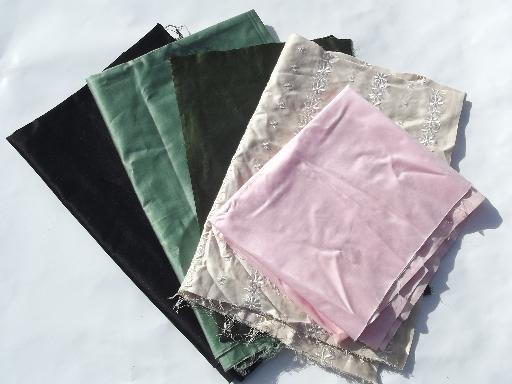 photo of antique cotton sateen fabric lot, soft satiny sheen, lovely old colors! #1