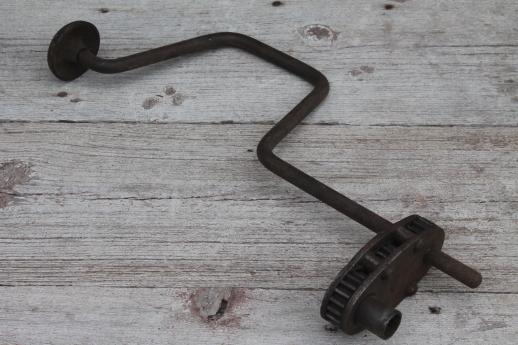 photo of antique crank wrench w/ gear drive offset,  early auto model T vintage lug wrench #1