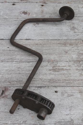 photo of antique crank wrench w/ gear drive offset,  early auto model T vintage lug wrench #7