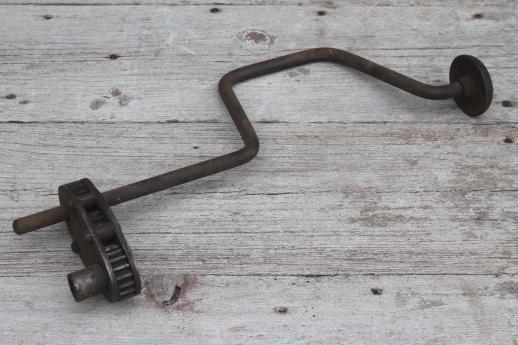 photo of antique crank wrench w/ gear drive offset,  early auto model T vintage lug wrench #8