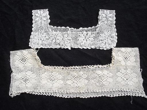 photo of antique crochet lace collar lot, Victorian nightgown and camisole yokes #2