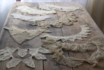 catalog photo of antique crochet lace collars, lot Victorian Edwardian vintage dress trims