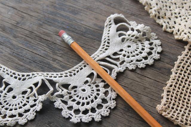 photo of antique crochet lace yokes, turn of the century vintage heirloom sewing trim for dresses or whites #2