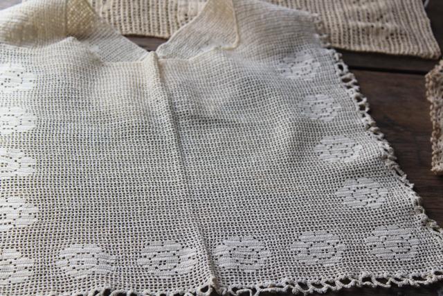 photo of antique crochet lace yokes, turn of the century vintage heirloom sewing trim for dresses or whites #3