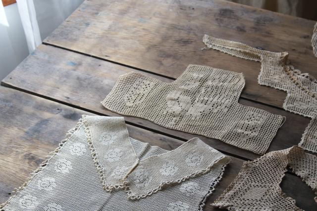 photo of antique crochet lace yokes, turn of the century vintage heirloom sewing trim for dresses or whites #4