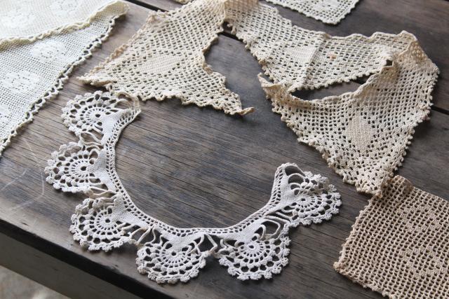 photo of antique crochet lace yokes, turn of the century vintage heirloom sewing trim for dresses or whites #6