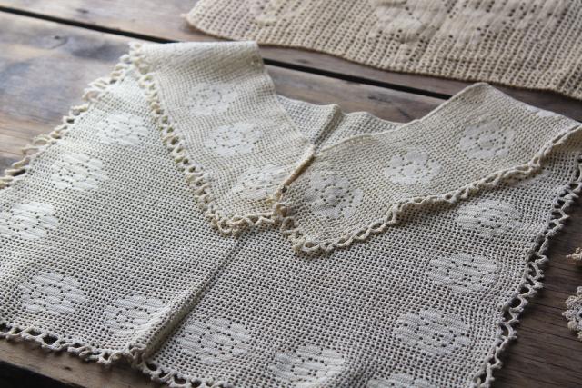 photo of antique crochet lace yokes, turn of the century vintage heirloom sewing trim for dresses or whites #11