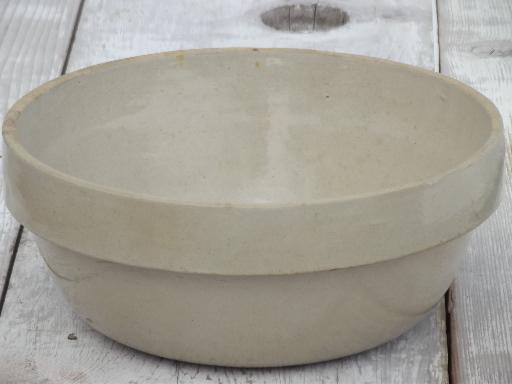 photo of antique  crock bowl, primitive old farmhouse kitchen stoneware mixing bowl #1