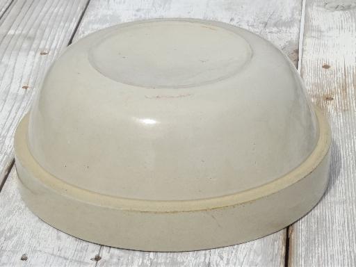 photo of antique  crock bowl, primitive old farmhouse kitchen stoneware mixing bowl #3