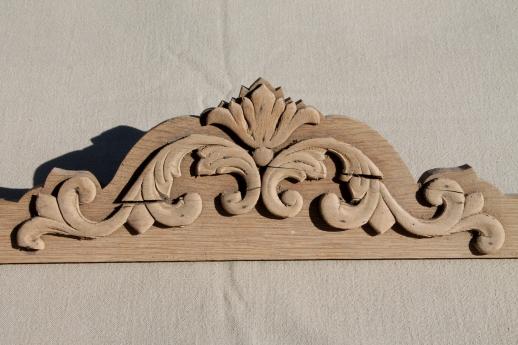 photo of antique crown molding pediment w/ carved wood scroll applique, reclaimed vintage mirror or picture frame #2