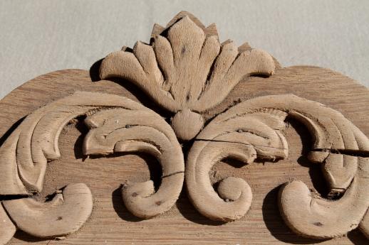 photo of antique crown molding pediment w/ carved wood scroll applique, reclaimed vintage mirror or picture frame #3