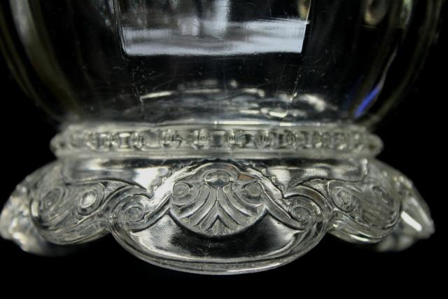 photo of antique crystal clear glass water pitcher, Empress double arch pattern 1890s EAPG #2