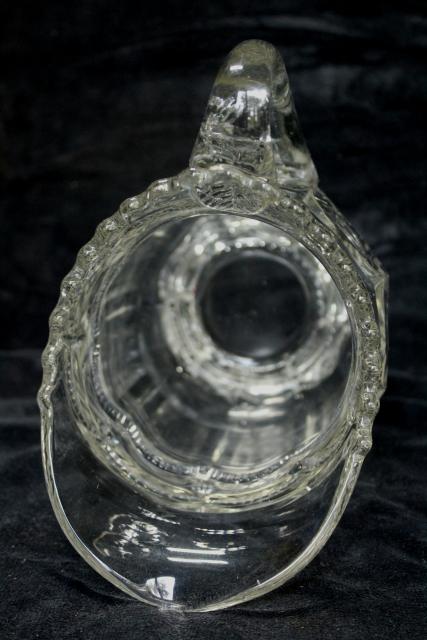 photo of antique crystal clear glass water pitcher, Empress double arch pattern 1890s EAPG #7