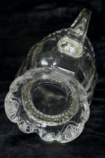 photo of antique crystal clear glass water pitcher, Empress double arch pattern 1890s EAPG #8