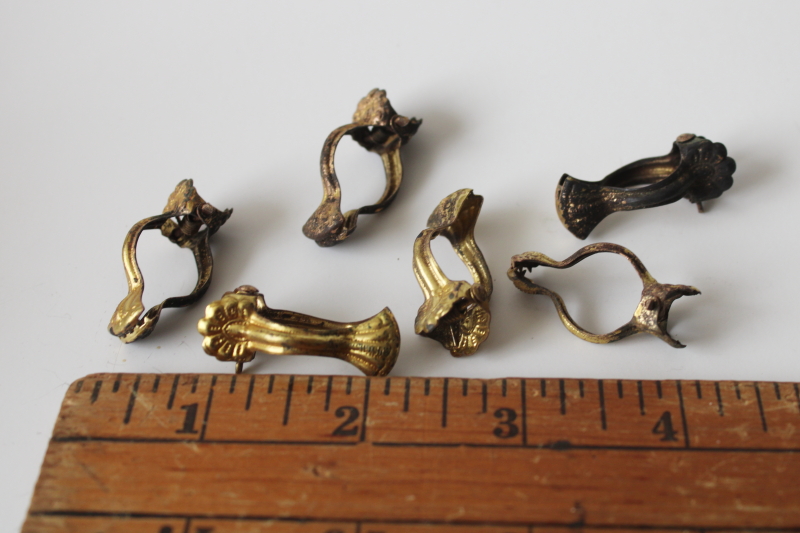 photo of antique curtain clips Germany ornate brass pinch clips for cafe curtain rods  #1