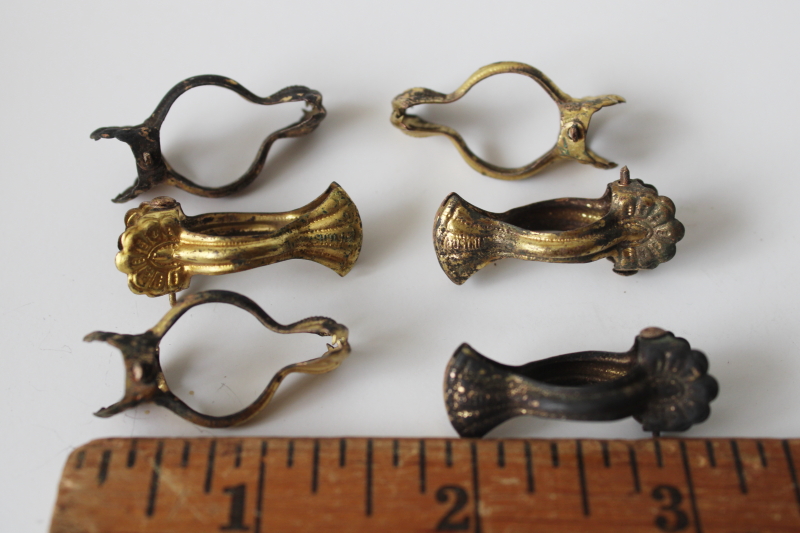 photo of antique curtain clips Germany ornate brass pinch clips for cafe curtain rods  #2