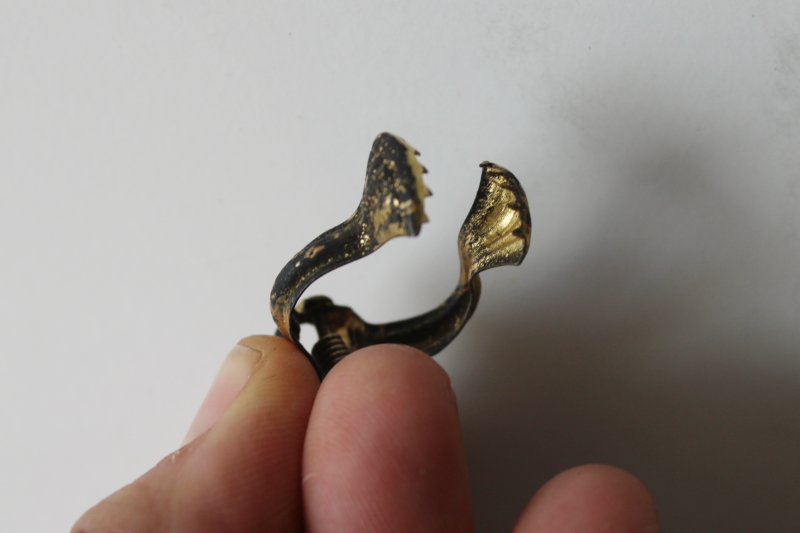 photo of antique curtain clips Germany ornate brass pinch clips for cafe curtain rods  #3