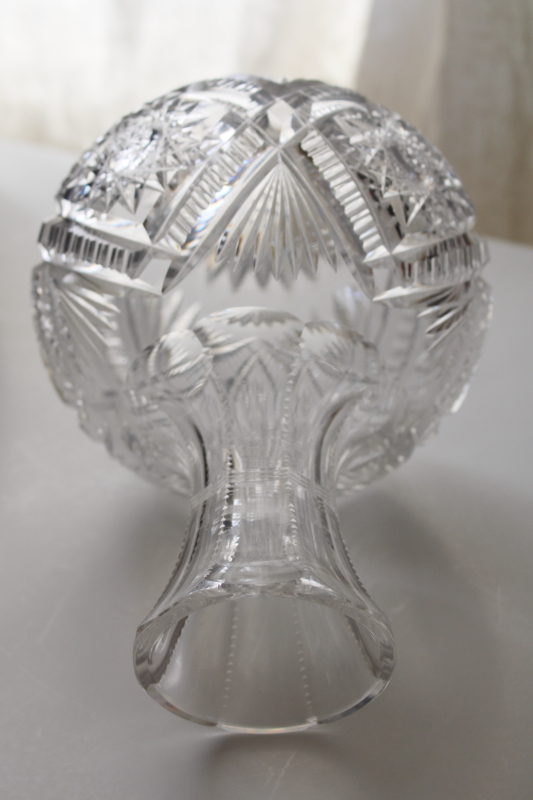 photo of antique cut crystal water carafe or decanter, American brilliant vintage cut glass #5