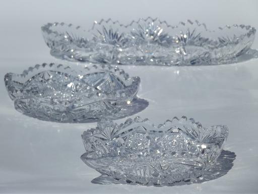 photo of antique cut glass dishes, American brilliant glass nappies & bowls lot #1