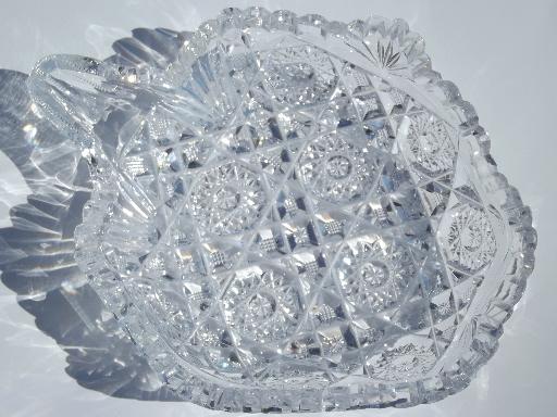 photo of antique cut glass dishes, American brilliant glass nappies & bowls lot #6