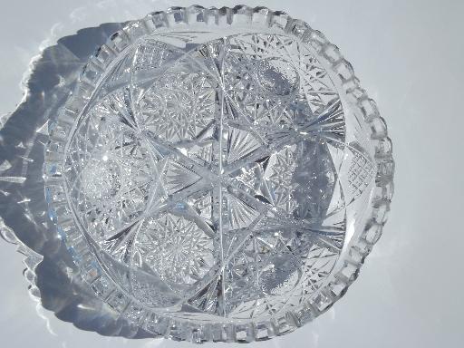 photo of antique cut glass dishes, American brilliant glass nappies & bowls lot #12