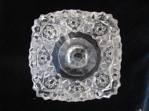 photo of antique cut pattern pressed glass, vintage comport bowl & pedestal dish #5