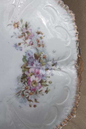 photo of antique dessert set, early 1900s vintage floral china berry or fruit bowls #9