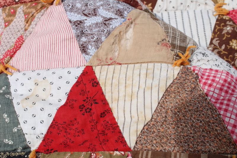 photo of antique diamond patchwork quilt, tons of different 1800s & early 1900s print cotton fabrics  #5