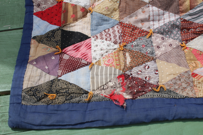 photo of antique diamond patchwork quilt, tons of different 1800s & early 1900s print cotton fabrics  #7
