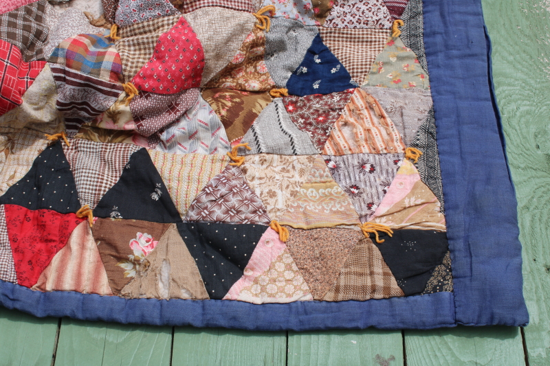 photo of antique diamond patchwork quilt, tons of different 1800s & early 1900s print cotton fabrics  #20