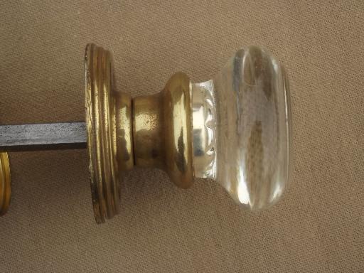 photo of antique door hardware, vintage mercury silver glass doorknob & solid brass door knob #3