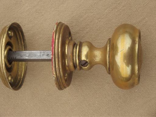 photo of antique door hardware, vintage mercury silver glass doorknob & solid brass door knob #5