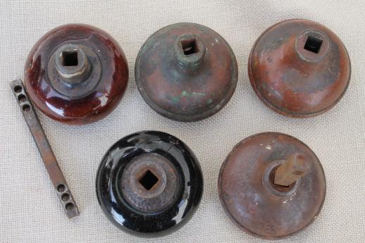 photo of antique door knobs lot, shabby Victorian vintage iron door hardware doorknobs #7