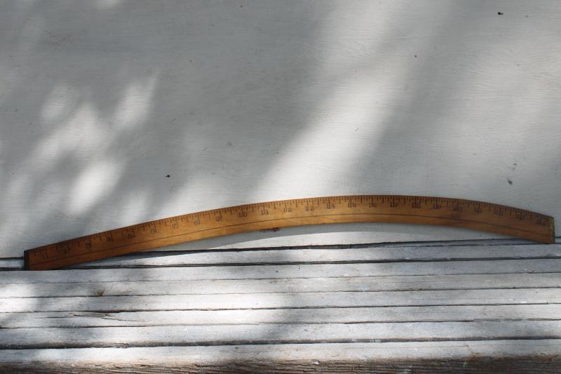 photo of antique drafting tool, brass tipped wood measure slope shape ship curve vintage industrial #2