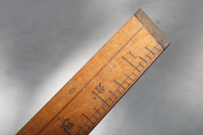 photo of antique drafting tool, brass tipped wood measure slope shape ship curve vintage industrial #6