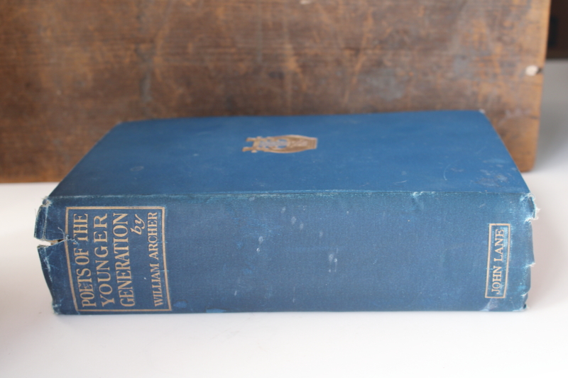 photo of antique early 1900s poetry book blue & gold cover Poets of the Younger Generation  #1