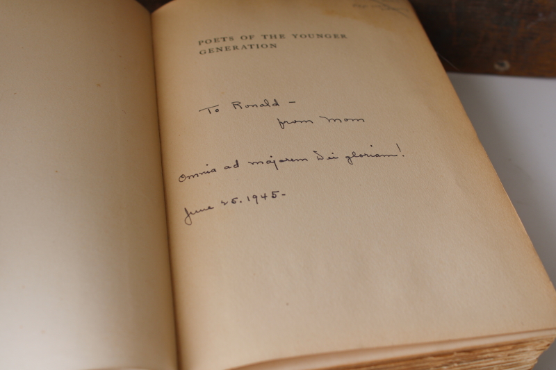 photo of antique early 1900s poetry book blue & gold cover Poets of the Younger Generation  #3