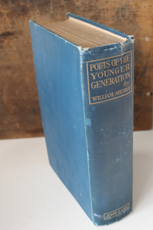 photo of antique early 1900s poetry book blue & gold cover Poets of the Younger Generation  #8