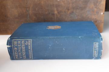 catalog photo of antique early 1900s poetry book blue & gold cover Poets of the Younger Generation 