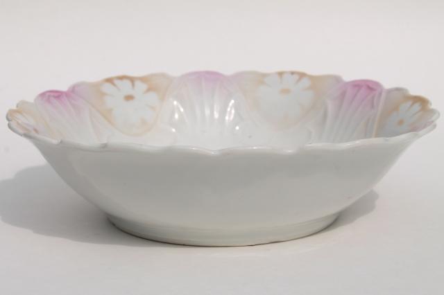 photo of antique early 1900s vintage china serving bowls w/ hand painted flowers, pink roses #9