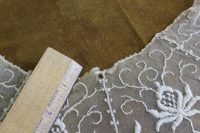 photo of antique early 1900s vintage embroidered net lace shawl collar w/ hand beaded silver flowers #5