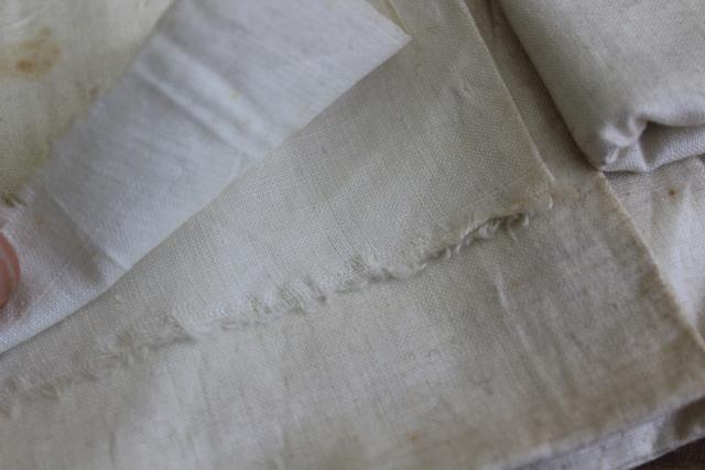 photo of antique early 1900s vintage fabric, pure linen remnants w/ old paper labels #6