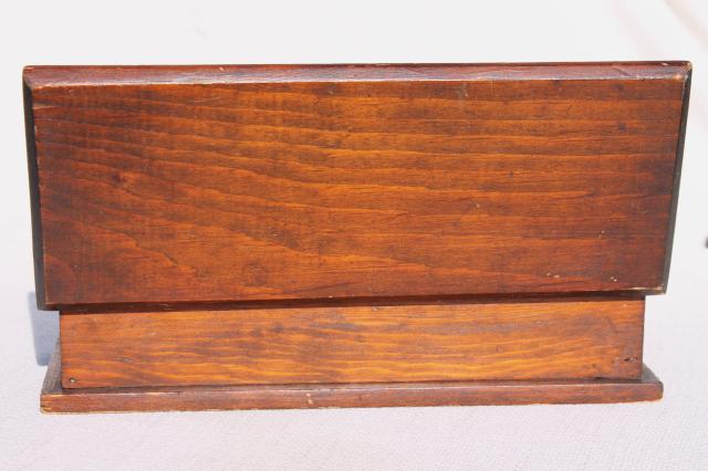 photo of antique early 1900s vintage pine wood box, small jewelry casket dresser box or instrument case #7