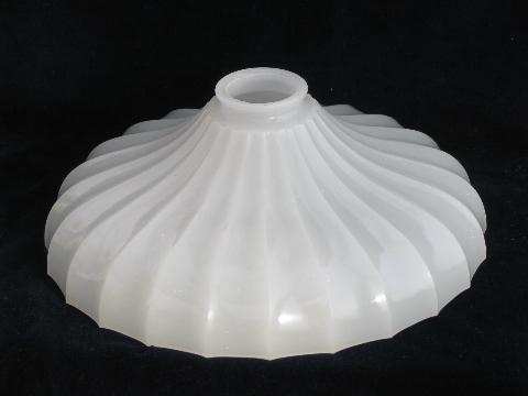 photo of antique early 1900s vintage replacement shade for pendant light, opalescent white glass #1