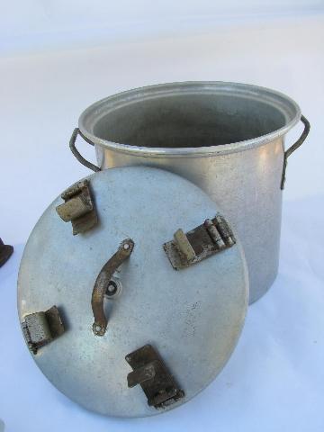 photo of antique early aluminum camping pot & lid w/1910 patent date #3