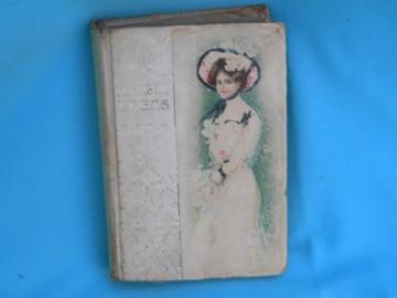 catalog photo of antique early century book of Tennyson's poems pretty girl art binding