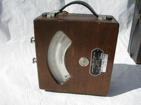 photo of antique early electric Weston wood ammeter leather case #3