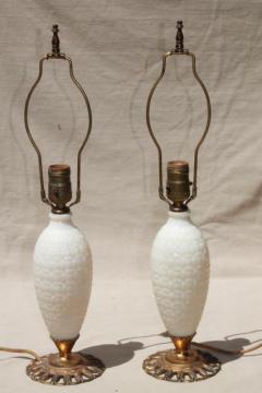 catalog photo of antique early electric lamps w/ ornate metal stands, vintage Aladdin alacite opalescent glass