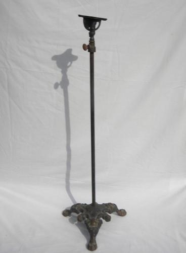 photo of antique early industrial vintage iron adjustable work light stand #1